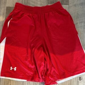 Under Armour Men's Red and White Athletic Shorts